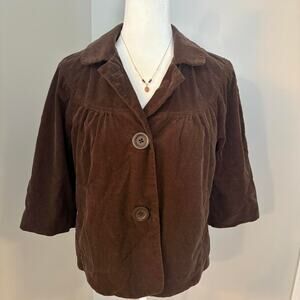 Brown Corduroy Cropped Blazer with Hot Pink Lining Y2K Blair Waldorf Vibes